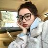 insRetro Black Frame Glasses Female Online Influencer Anti-Blue Ray Plain Glasses to Make Big Face Thin-Looked Glasses Frame for Bare Face Glasses