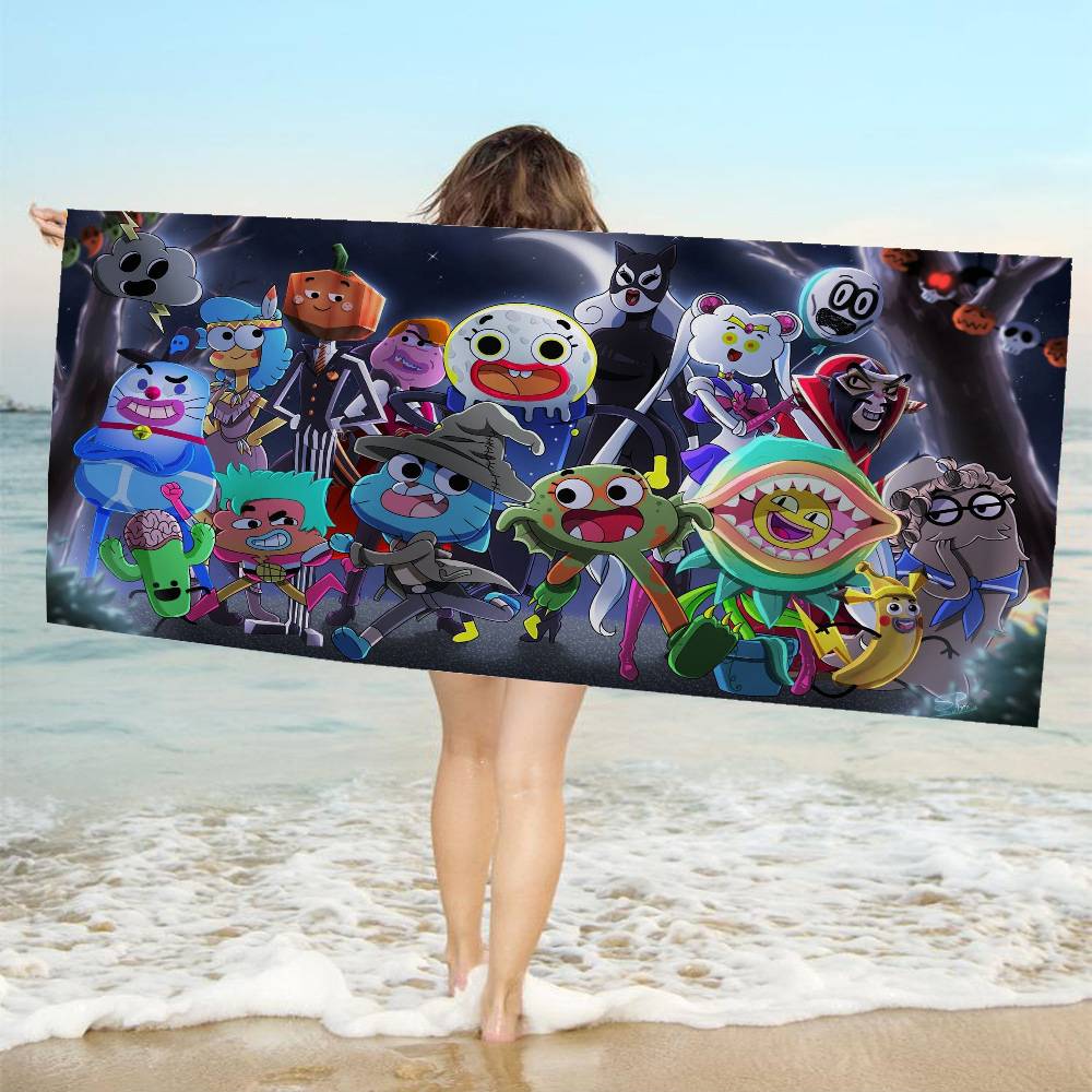 The Amazing Funny W-world Of Gumball Microfiber Blanket Quick Drying Beach Oversized Printing Super Absorbent Pool Towel Blanket