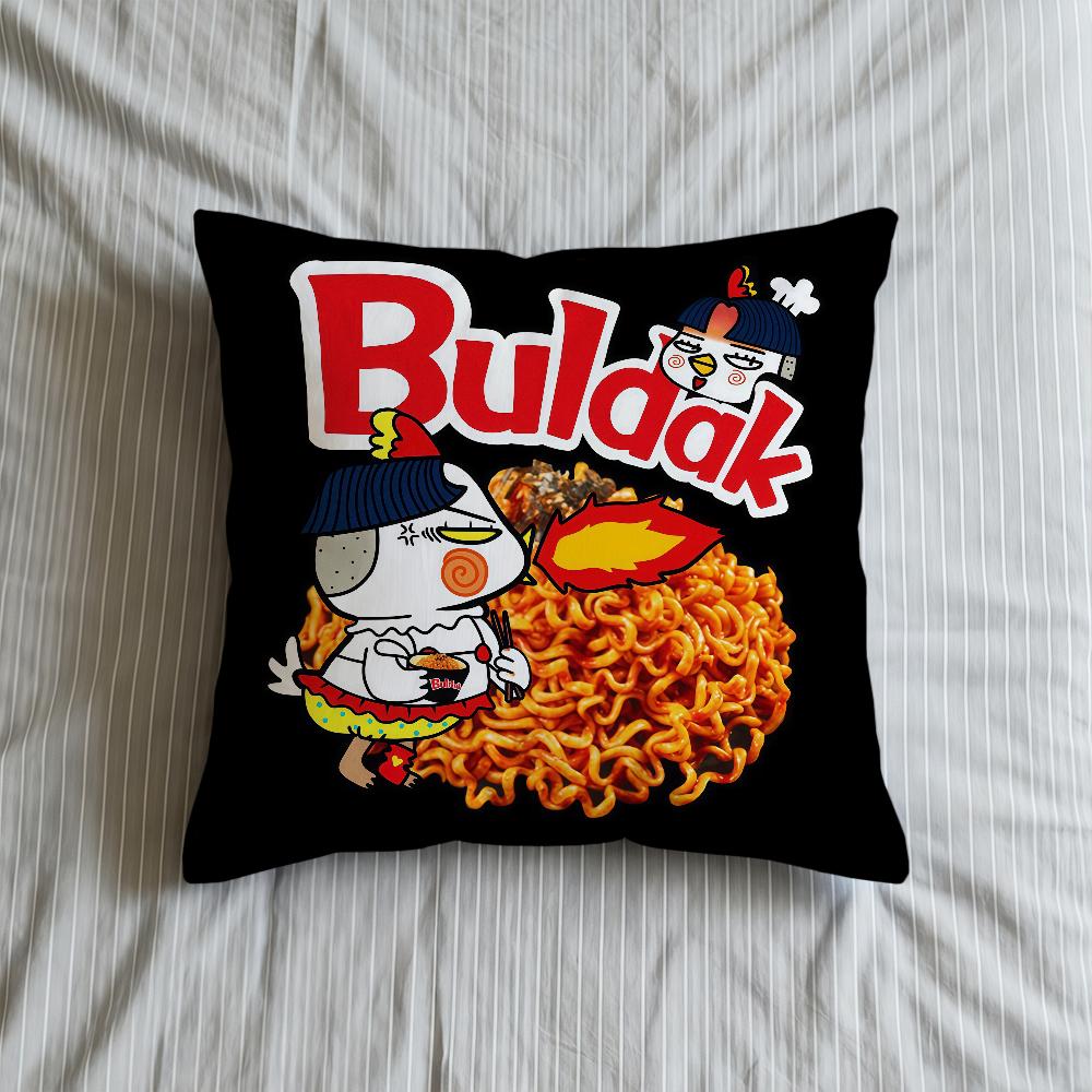 Kwaii Cushion Cover Soft Case Anime R-RamenS Sofa Living Room Logo Home Comfortable Office Decor Protective Pillow B-BuldakS