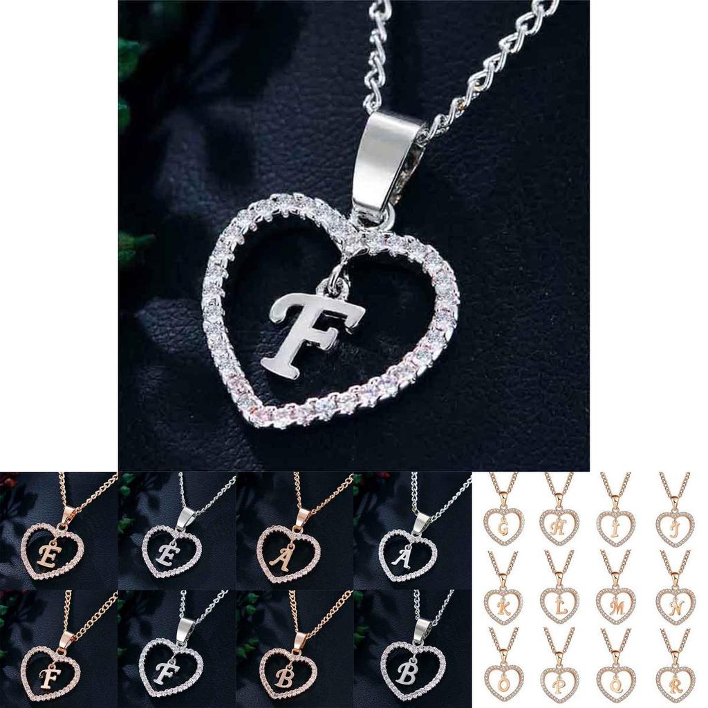 Stunning 26 Letters Heart Love Crystal Women Silver Plated Chain Necklace Jewelry For Meaningful Connections