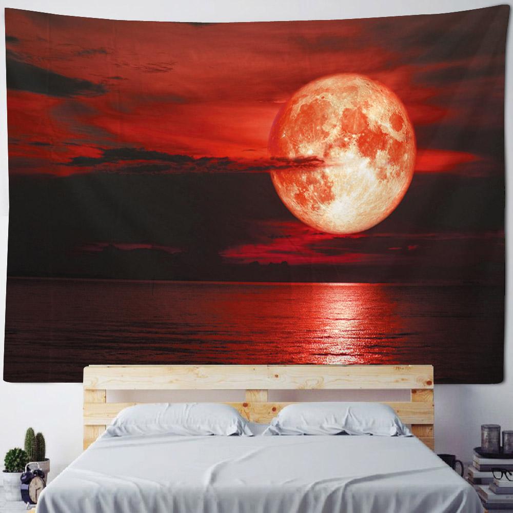Sea Coconut Tree Tapestry Wall Hanging Bohemian Sunrise Landscape Home Decoration, Aesthetic Bedroom Living Room Decoration