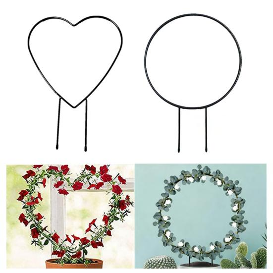 Plant Circle Trellis Climbing Plants Coated Wire Trellis Planter Insert Heart Shape Trellis Small Plant Support Stakes for Flowers Houseplants Garden