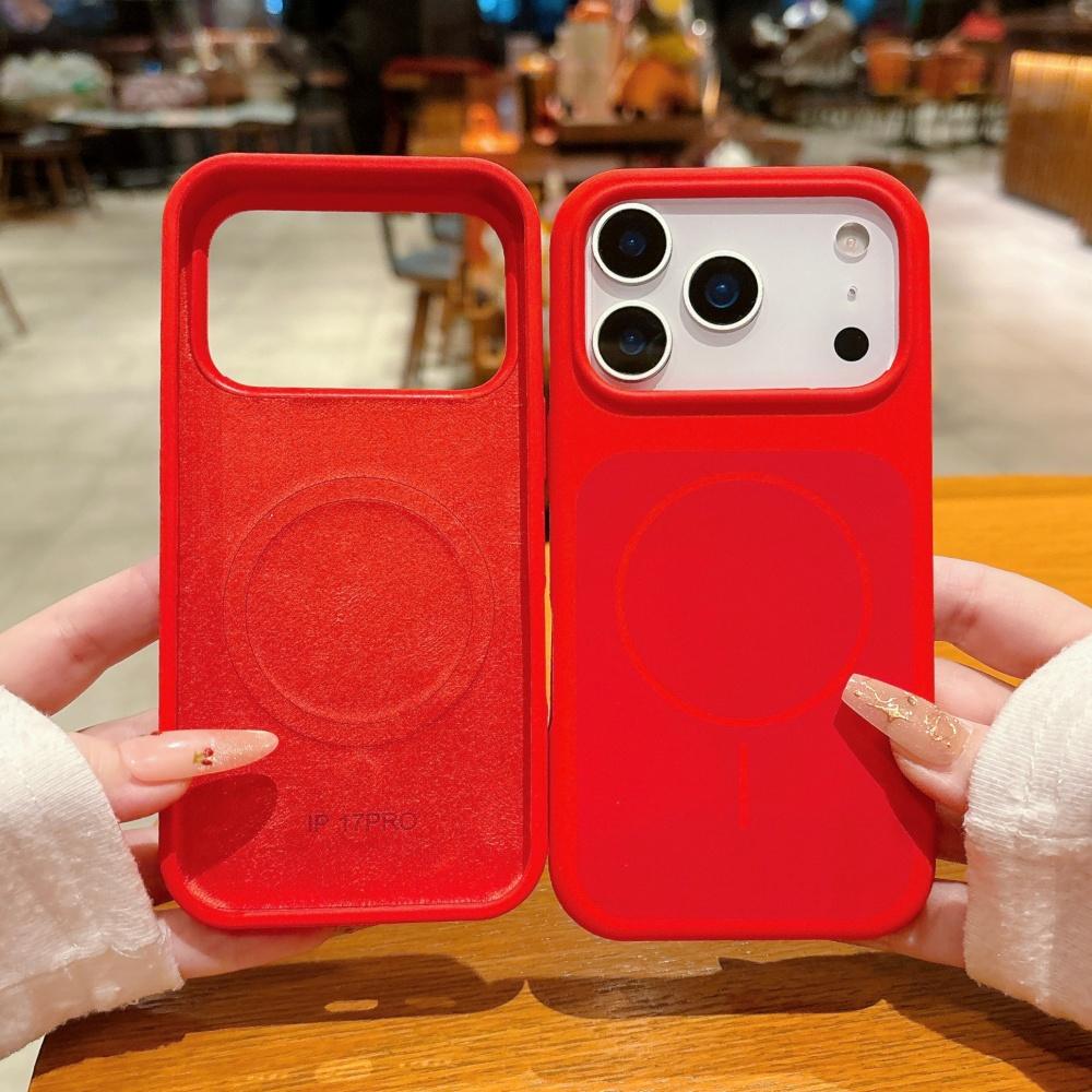 Soft Silicone For Magsafe Chinese Red Magnetic Phone Case For iPhone 17 Air 16 15 14 Plus 13 Pro Max Wireless Charge Matte Cover