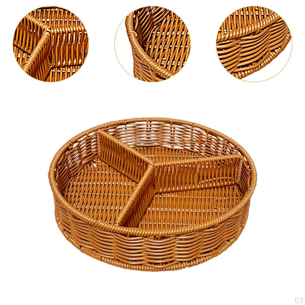 Ratán Fruits Basket Bread Tray 3 Compartments PAN BASE STORAGE BASKE