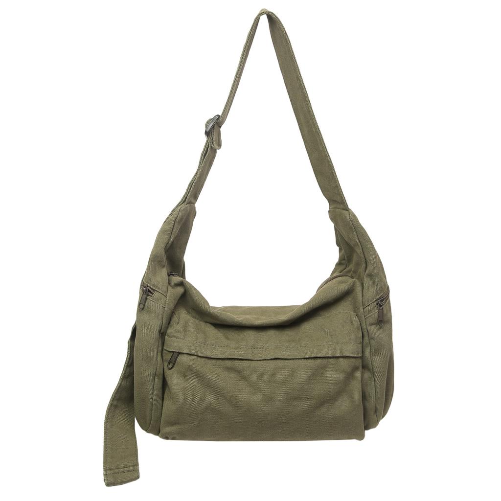 100% Cotton Shoulder Bags Women Large Capacity Canvas Tooling Packages Korea Cloth Crossbody Bags Solid Messenger Bags