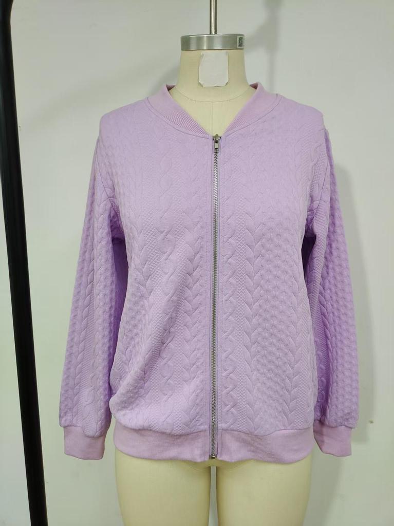 Women's Solid Color Knit Zipper Jacket Coat - Hot Selling Autumn/Winter Long Sleeve Fashion 2026