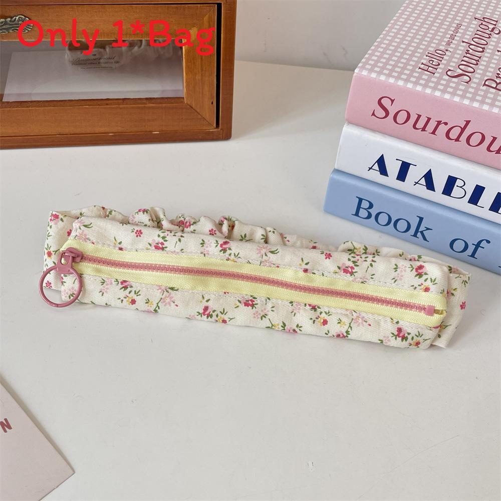 Student Floral Pencil Case With Large Capacity And Polyester Material For School Supplies