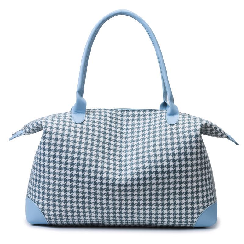 

Ladies Short Trip To Play with Fresh Plaid Contrasting Color Travel Bag Household Clothing Storage Bag синий