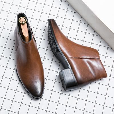 Fashion High Quality Leather Chelsea Men Boots Winter Side Zipper Comfy Men Dress Ankle Boots Leisure Business Gentleman Shoes For Men