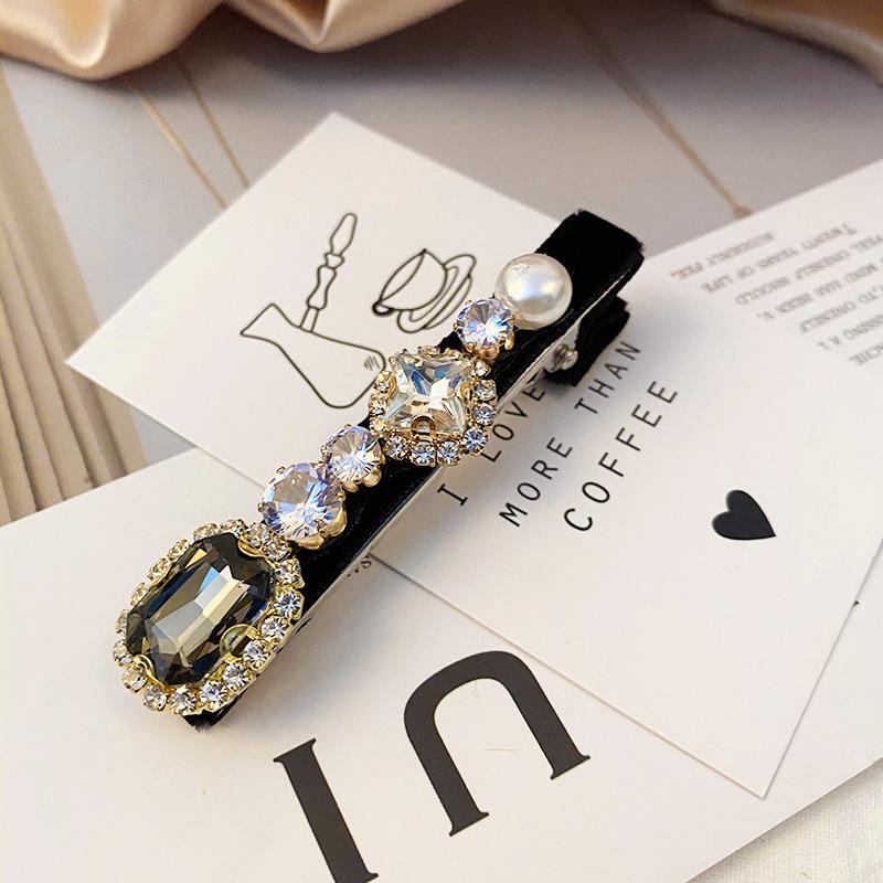 Colored Baroque Crystal Barrette Hairclips For Women New Korea Top-grade Shiny Rhinestone Pearl Spring Clips Hairpins