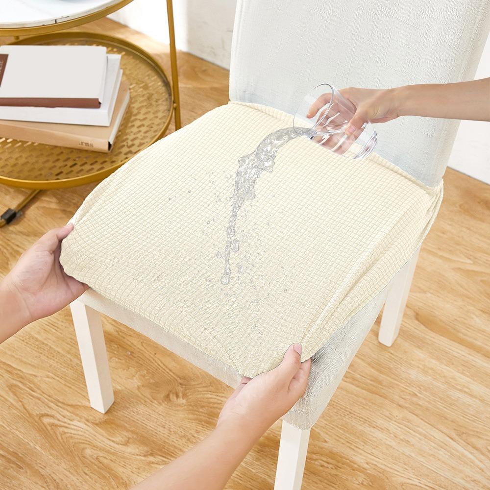 Elastic Stretch Seat Covers for Dining Chairs Waterproof Solid Color Chair Seat Slipcovers Removable Jacquard Cushion Slipcovers