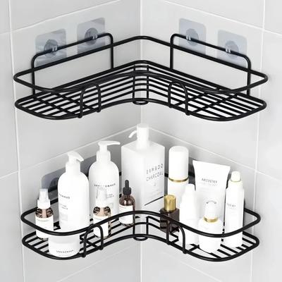 Badezimmerregal, an der Wand montierte Eckregale, Shampoo-Halter, Kosmetikregal, Duschablaufkorb aus Eisen, Badezimmer-Organizer