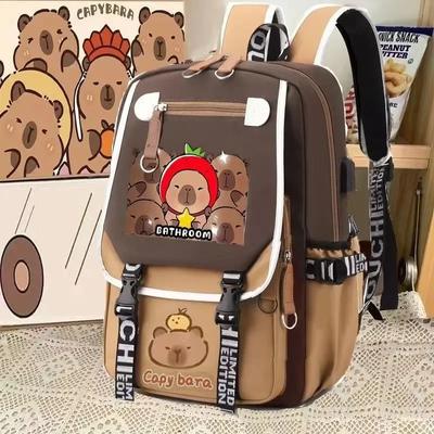 Kawaii Capybara Stilvoller Computer-Rucksack für College, Schule, lässiger Tagesrucksack, Teenager-Tasche, große Kapazität, verstellbarer Riemen, Schultasche