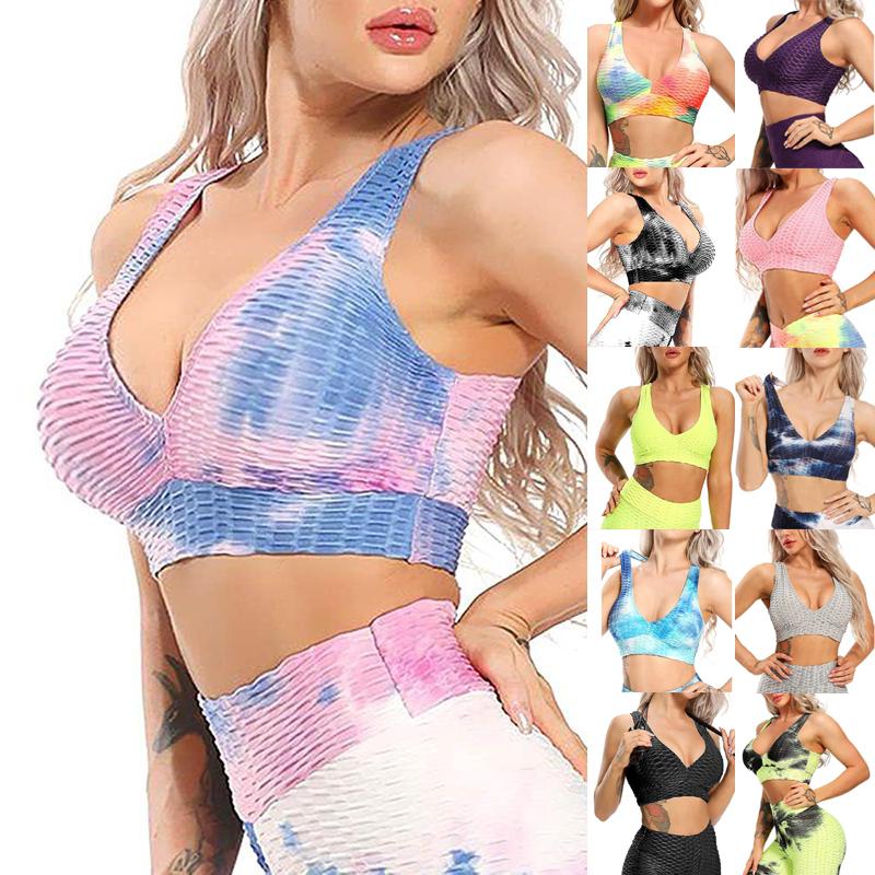 

Женский краситель для галстуков Бесшовная полная поддержка Покрытие Бюстгальтеры Кроп Топ для спорта Йога Фитнес