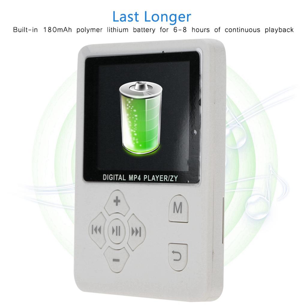 Thin Lightweight Portable Color Screen HiFi MP3 MP4 Music Player USB2.0 Cross Button White