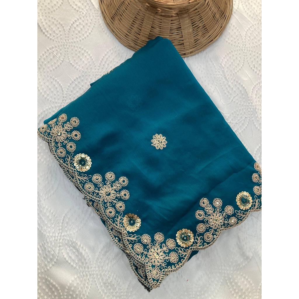 New Launch – Party Wear Soft Satin Chiffon Saree