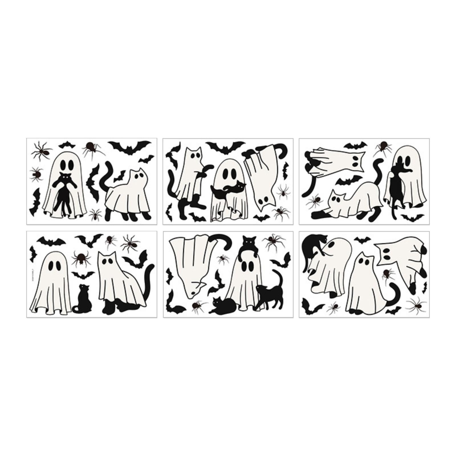 

Статические наклейки на окна - Жуткие наклейки на окна на Хэллоуин для внутреннего и наружного декора One Size белый