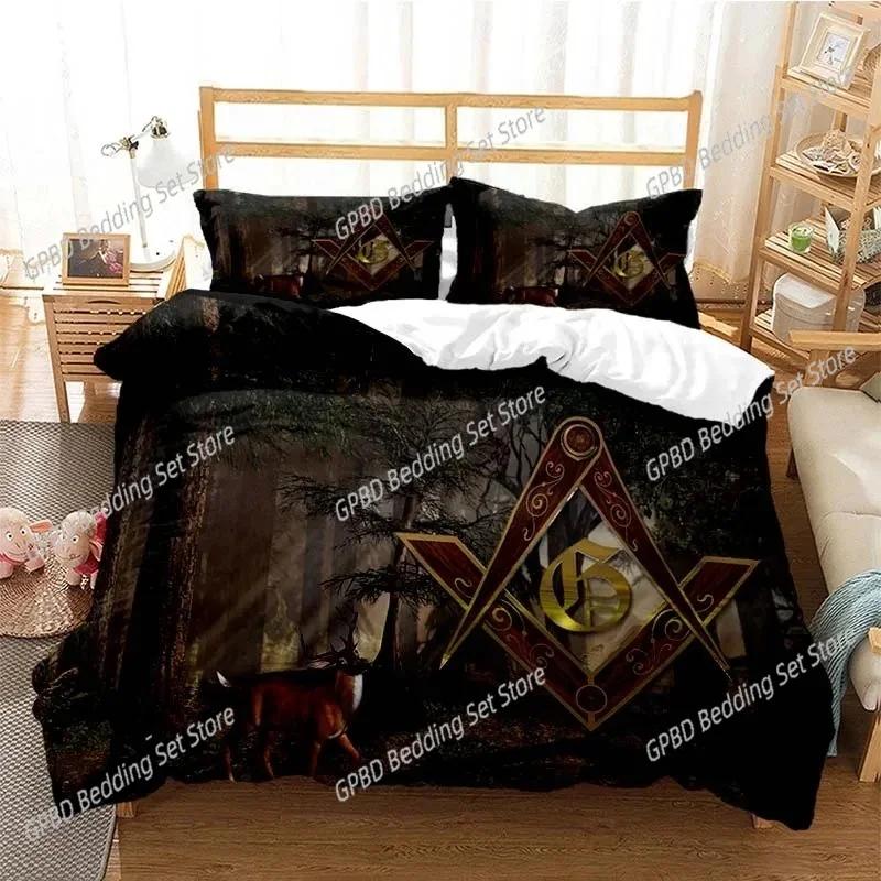 Comforter Masonic Freemason Illuminati Bedding Set 3D Printed Suitable For Bedroom Kids Home Textile