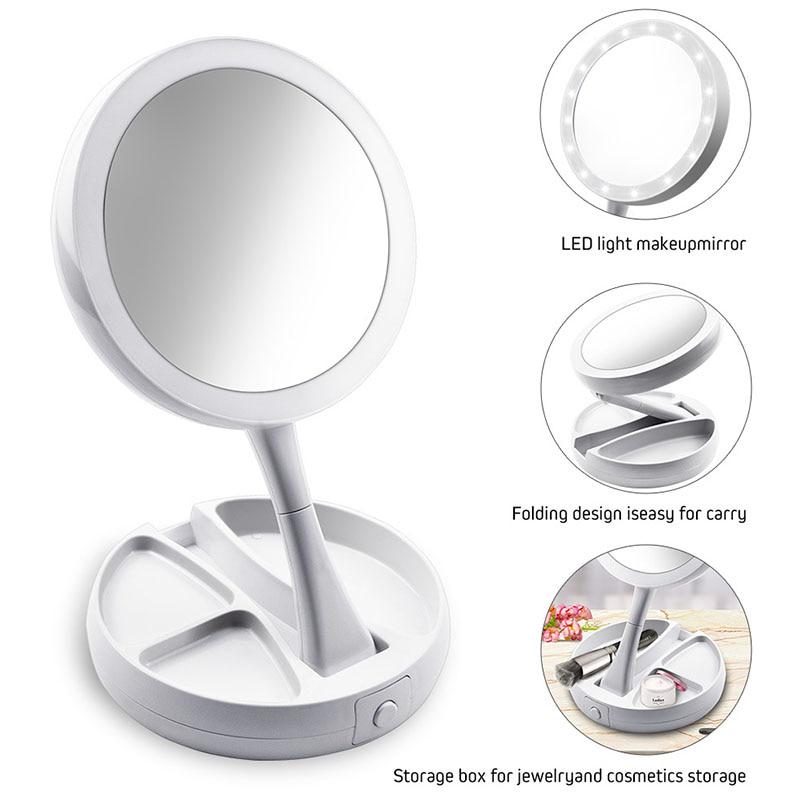 Portable Led Makeup Mirror Vanity Compact Pocket Mirrors Cosmetic Hand