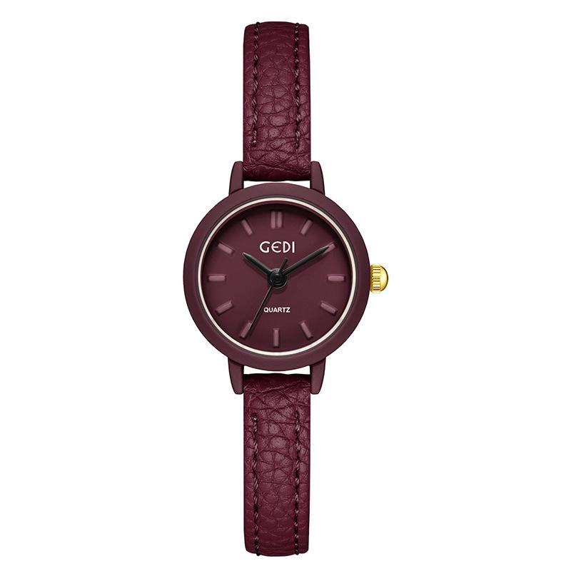 Fashion Trend Ankola Red Belt Watch Niche High-End Red Quartz Women'S Watch Retro Simple Watch