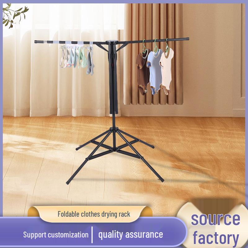 Foldable Clothes Drying Rack for Indoor and Outdoor Use - Floor-Standing Balcony Solution, Easy to Install in Bedrooms and More
