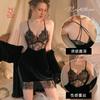 Sexy Female New Golden Velvet Pure Desire Loose Spring and Autumn Charming Lace Perspective Sling