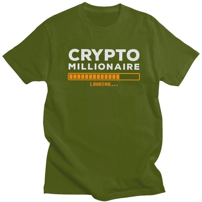 Crypto Millionaire Loading Tshirts for Men Short Sleeves T Shirt Fashion Bitcoin Tshirt 100 Cotton Tee Valentines Day Gift