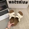 Cross-strapped slippers women's summer wear 2025 new French retro style casual flat-bottomed beach non-slip sandals