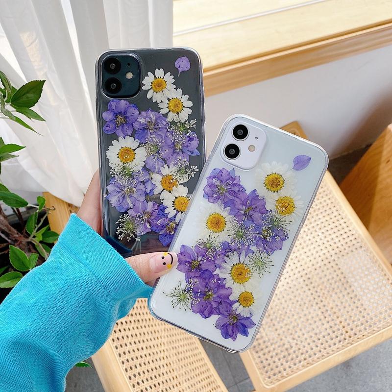 Trockene Blume Transparente Handyhülle für Iphone 11 12 13 14 Mini Pro Max Xs X Xr 7 8 Plus Se 2020 Weiche stoßfeste Hüllen Abdeckung