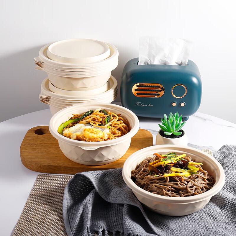JiaMo Biodegradable Corn Starch Round Food Containers with Lids