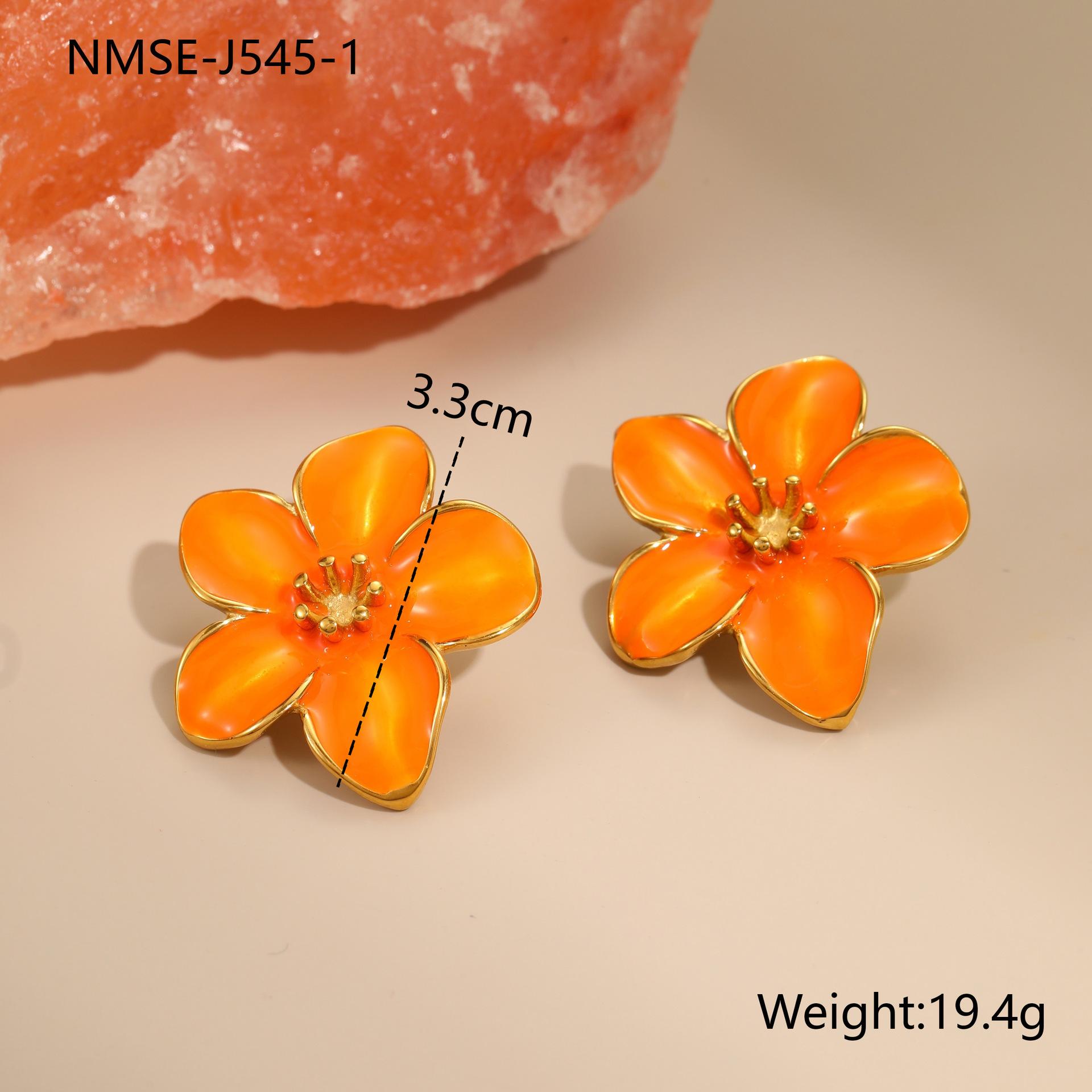 GEMCHIC Women s 18K Gold Plated Stainless Steel Colorful Enamel Flower Earrings Fashionable Drop Earrings for Autumn