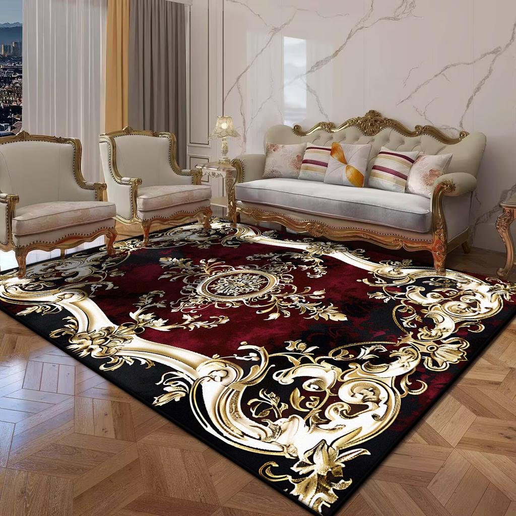 Retro European Style Bedroom Carpet Washable Room Decoration Aesthetic Light Luxury Lounge Rug Non-slip Coffee Tables Mat Room
