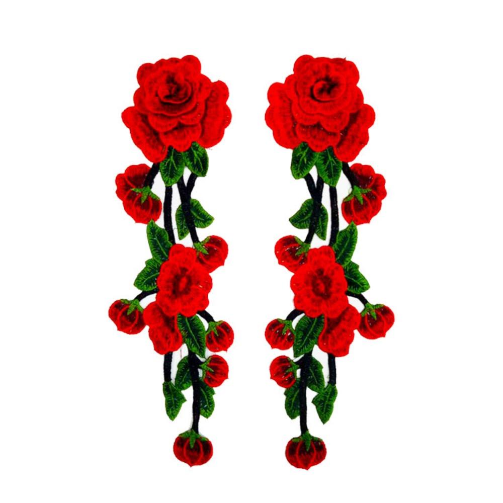 Red Roses Rose Flower Patch 29CM Floral Patches Decorative Appliques Embroidery Patches