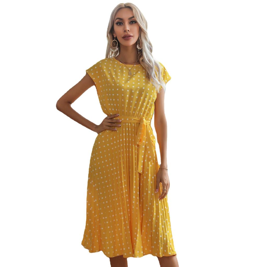 Russia Summer New Polka Dot Midi Dress - Casual Round Neck Arrival