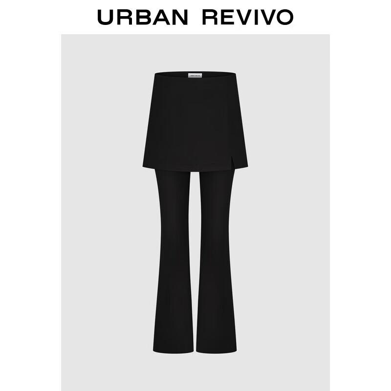 UR 2025 Spring Faux Two-Piece Flared Skirt Pants XS