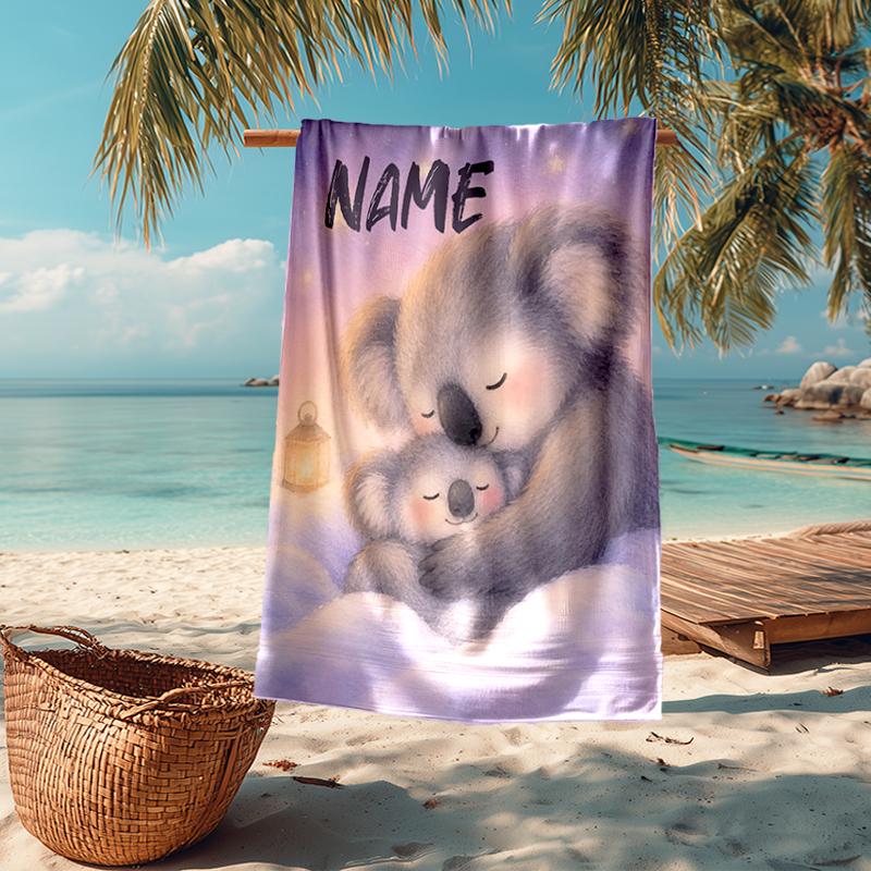 Personalisierbares Ultra-Weiches Strandtuch mit Koala-Motiv, Ideal für Pool - Camping, Tauchen - Perfekter Reisebegleiter, Lebendiges Strandtuch.