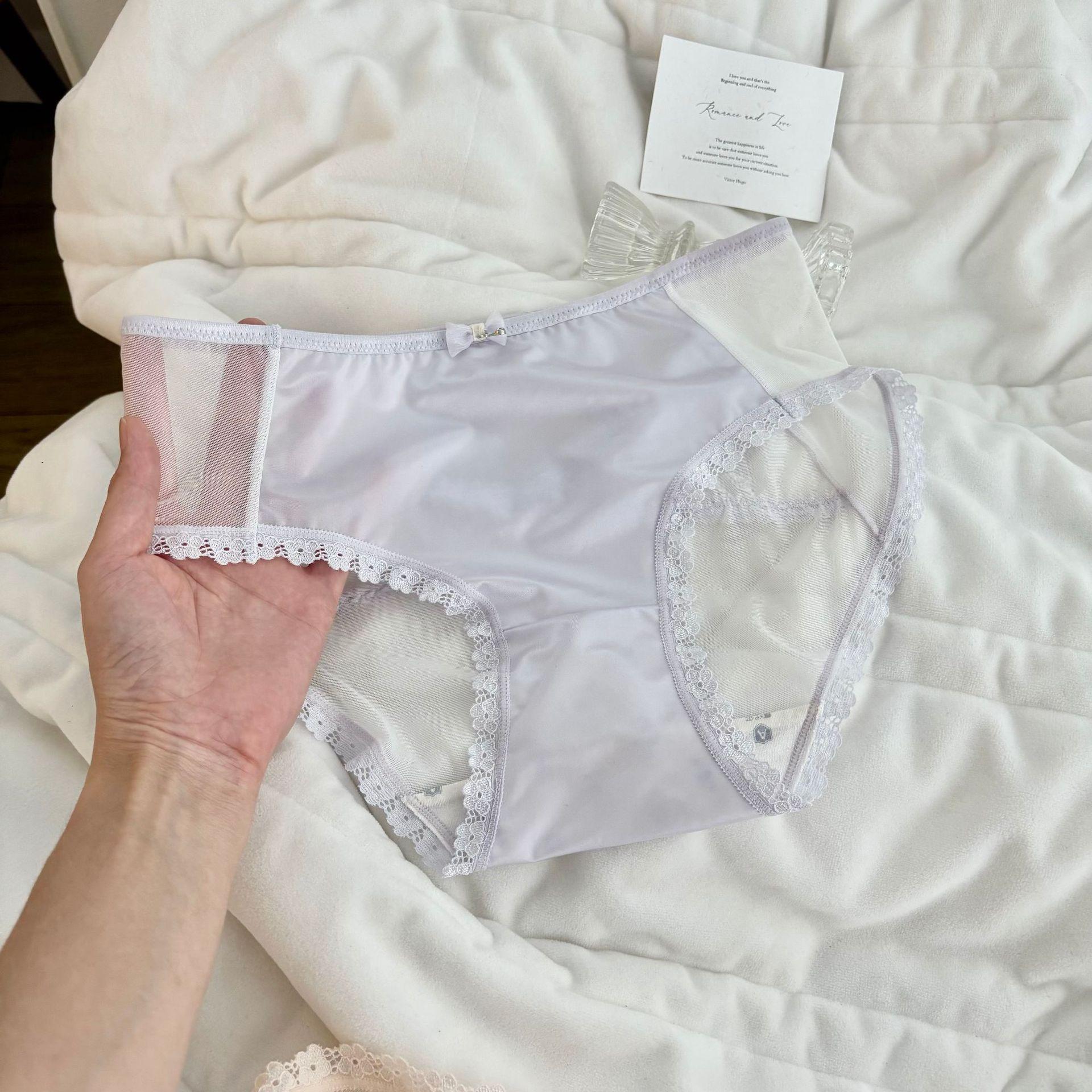 

Women s Spring and Summer Mesh Ice Silk Cross Hollow Butt Extended Antibacterial Crotch Waist Triangle Underwear XL фиолетовый