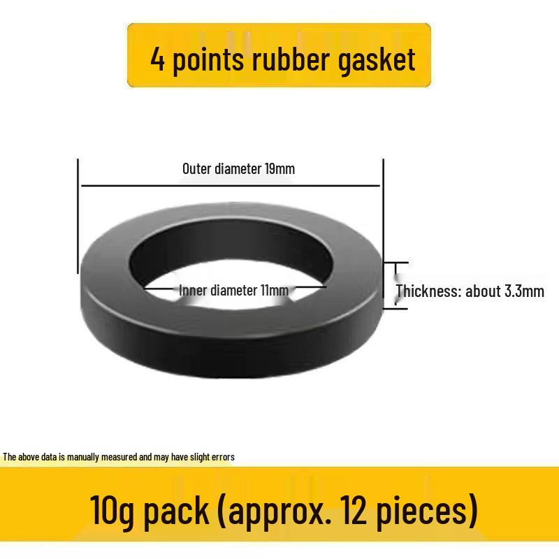 4-Point Black Rubber Gasket with 6-Point Sealing Ring and Silicone Shower Inlet Hose Waterproof Pad
