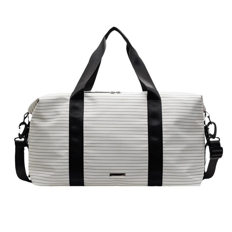 Striped large capacity travel bag lightweight trendy fashion tote bag storage lightweight shoulder bag boarding bag