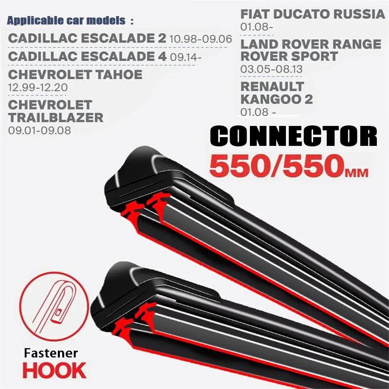 

Automotive double-layer rubber wiper blades 22 + 22 , suitable for Cadillac, Chevrolet, Chrysler, Citroen, Ford, Fiat, Ford cars. чёрный
