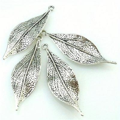 10PCS Silvery Plant Leaf Charming Pendants DIY Vintage Jewelry for Necklace Bracelet Making Accessaries