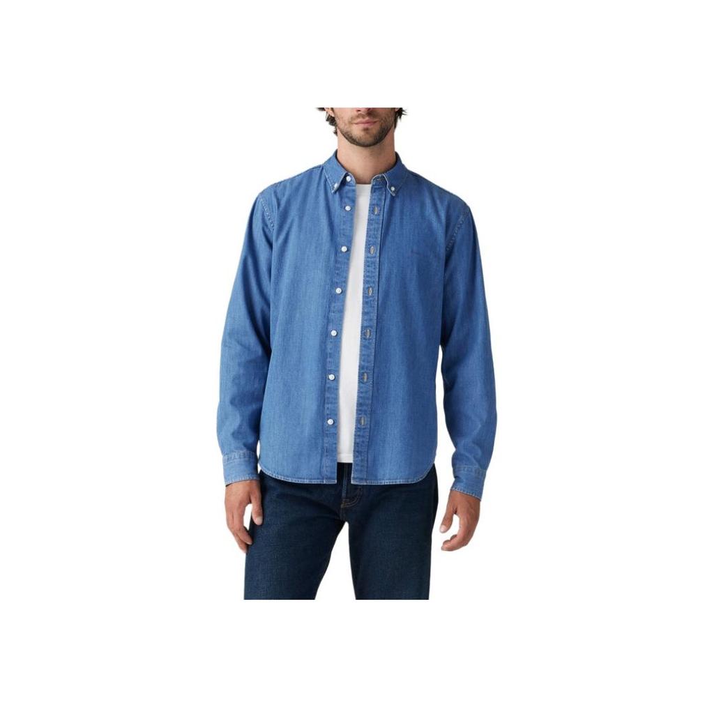 Levis Solid Color Single-Breasted Long Sleeve Loose Shirt Men Shirts Blue A7210-0025