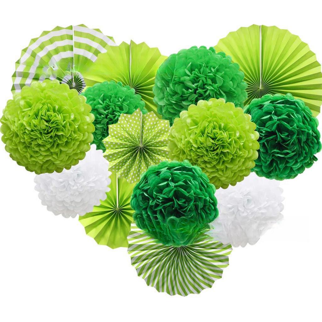 Round Paper Flower Fans And Balls Set For Wedding Party Decor Eco-Friendly Multicolor Visual Effect