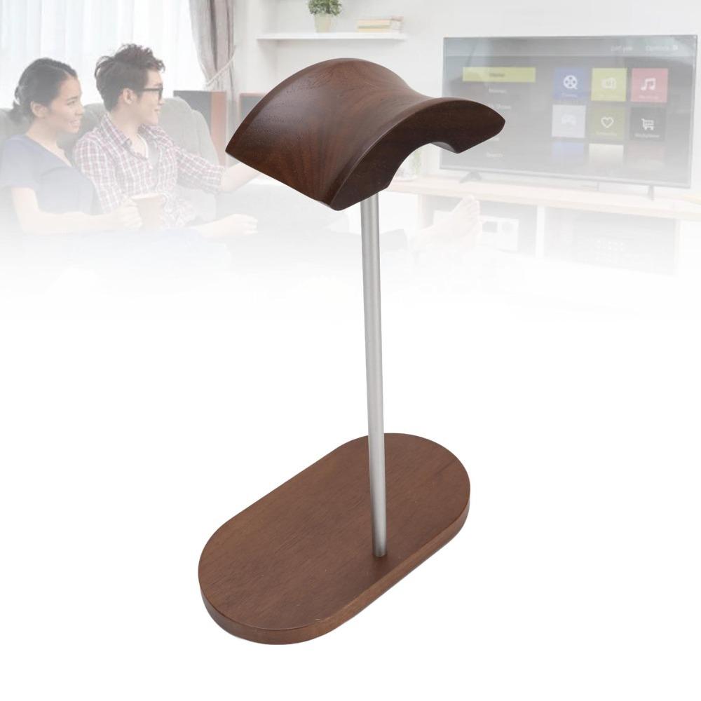 With Aluminum Alloy Supporting Bar Wood Base Walnut Headphone Stand Audio Accessory Holder