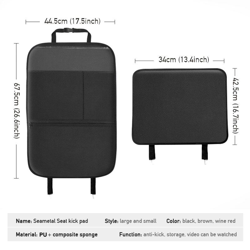 SEAMETAL Car Seat Back Anti Kick Pad Pu Leather Auto Back Seat Protector Mats Kids Anti Dirty Pads Multi-functional Storage Bags