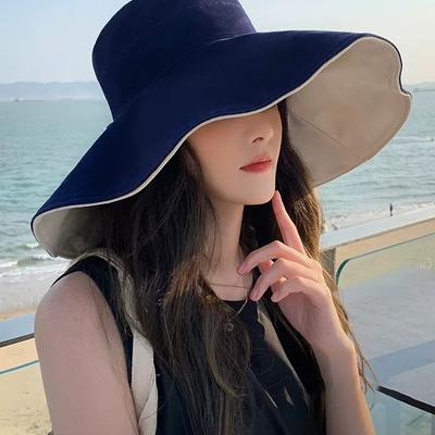 1 Adet Yaz Büyük Kenarlı Güneş Şapkası Kadın Deniz Kenarı Güneş Koruması Uv Plaj Şapkası Çift Taraflı Güneş Şapkası Balıkçı Şapkası Rüzgar Geçirmez Halat
