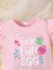 Koreanischer Stil Baby Mädchen Oster Buchstaben Oberteil & Gepunkteter Netzrock Set