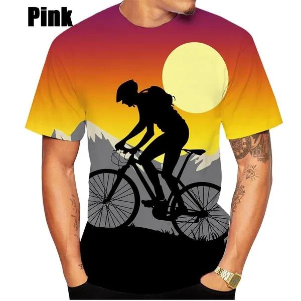 Pánská trička s krátkým rukávem s kulatým výstřihem a grafickým potiskem kola 3D - Měkká středně elastická polyesterová tkanina Letní oblečení volného střihu