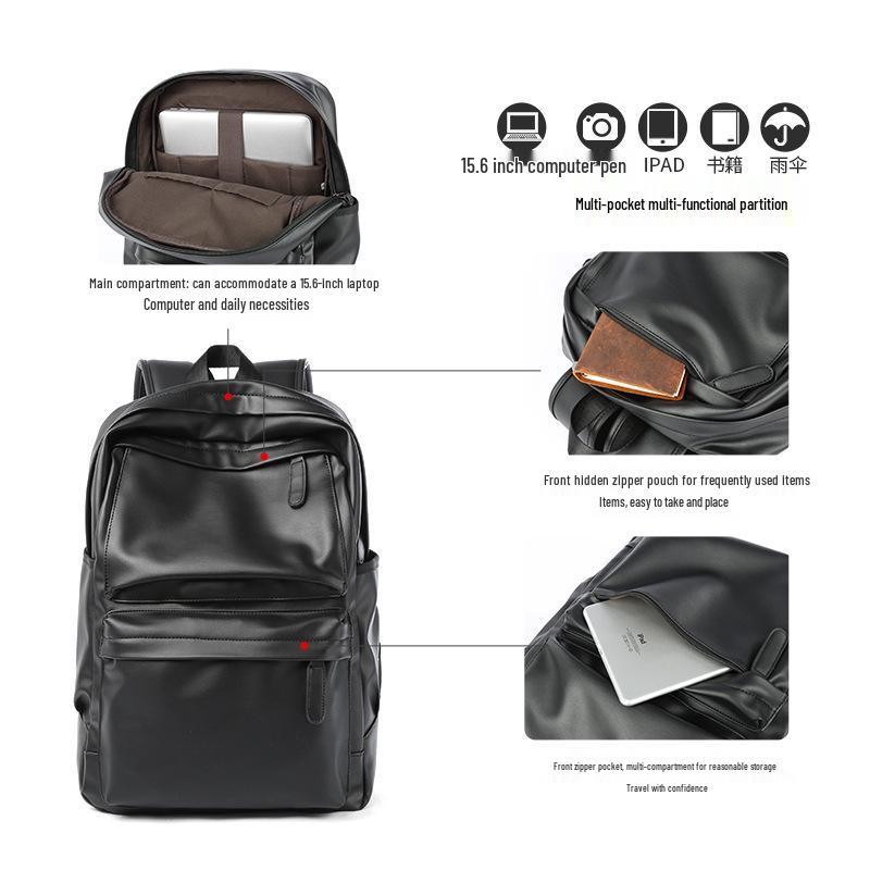MOYYI Herren Leder Minimalistischer Laptop-Rucksack – Lässige Mode für Studenten und Reisende