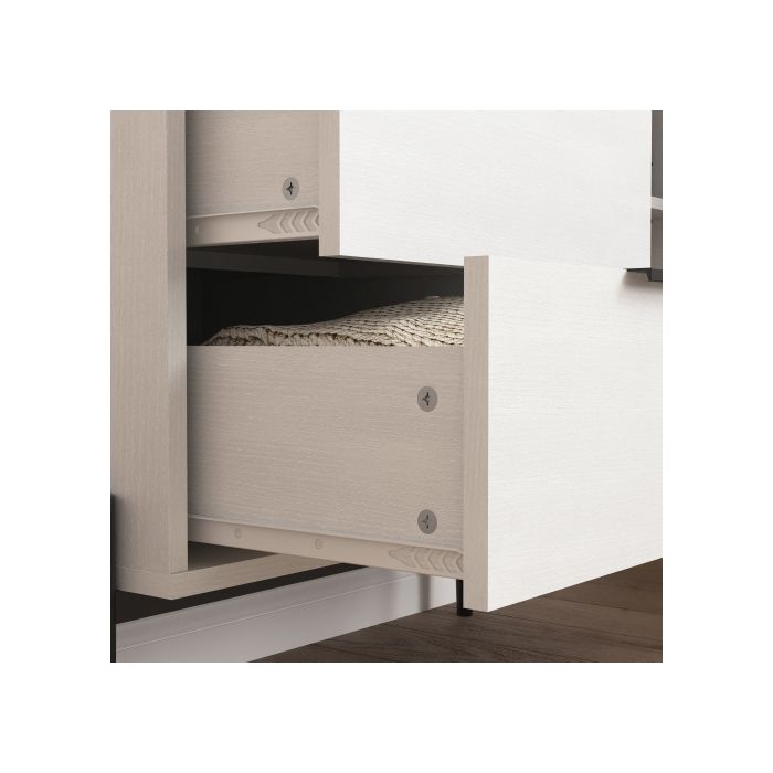 Buffet À Trois Tiroirs, Une Porte Et Une Porte Vitrée, Meuble En Bois Avec Espace De Rangement, Dimensions : 85 X 40 X 120 Cm